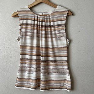 Tan and White Calvin Klein Tank Top - Business Casual